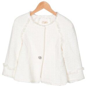 Monnalisa Girls Beautiful Ivory White Cropped Jacket Size 10